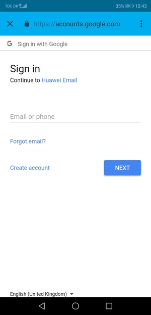 Enter your Gmail address and select NEXT