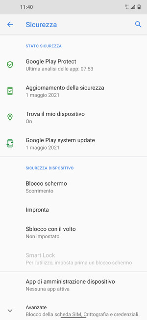 Per attivare il blocco dello schermo, seleziona Blocco schermo