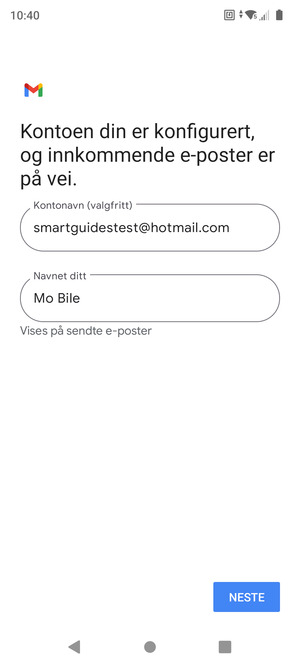 Gi kontoen din et navn, og skriv inn navnet ditt. Velg NESTE