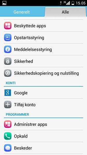 Scroll til og vælg Sikkerhedskopiering og nulstilling