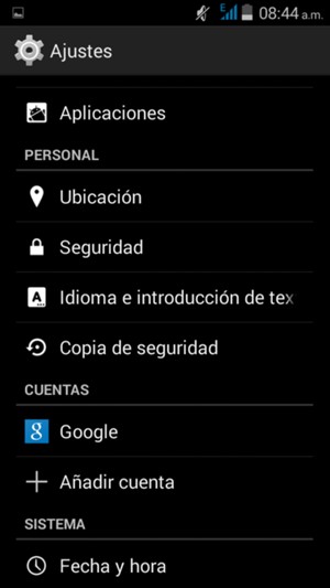 Desplácese y seleccione Seguridad