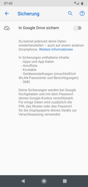 Schalten Sie Auf Google Drive sichern ein