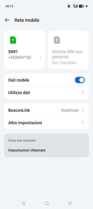 Seleziona SIM1 o SIM2