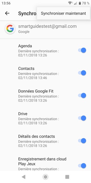 Sélectionnez Syncroniser maintenant