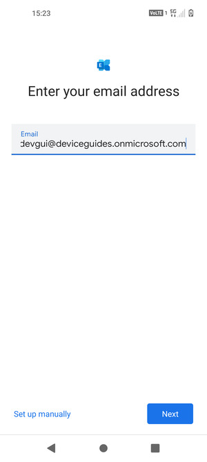 Enter your Email address and  select Set up manually