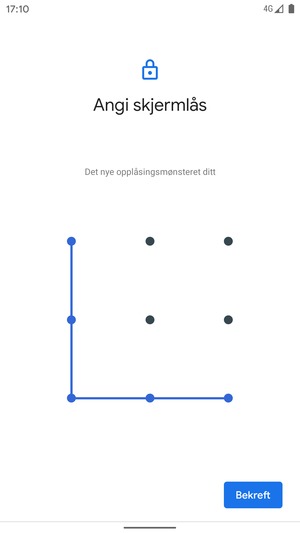 Tegn opplåsingsmønsteret igjen og velg Bekreft