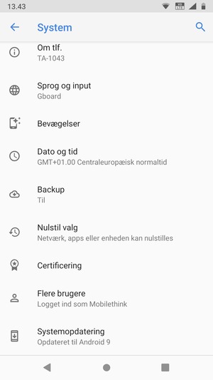 Vælg Systemopdatering