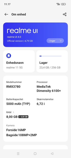 Vælg realme UI