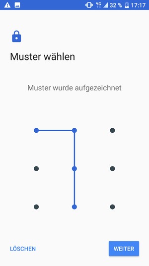 Zeichnen Sie ein Entsperrmuster und wählen Sie WEITER
