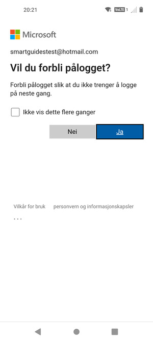 Velg ønsket alternativ
