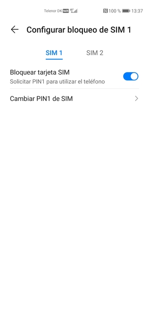 Seleccione SIM 1 o SIM 2 y seleccione Cambiar PIN de SIM