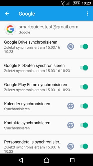 Ihre Kontakte von Google werden nun auf Ihr Xperia synchronisiert
