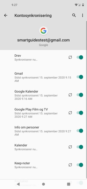 Dine oplysninger vil blive synkroniseret
