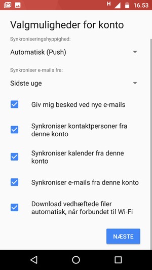 Scroll ned og vælg NÆSTE