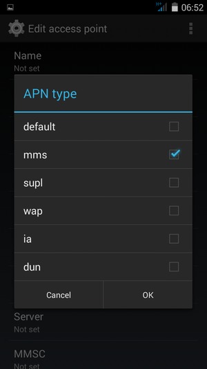 Check the mms checkbox and select OK