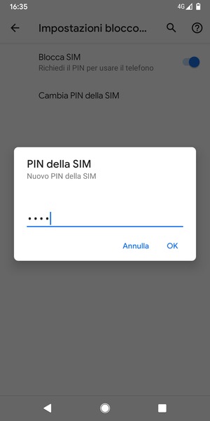 Inserisci Nuovo PIN della SIM e seleziona OK