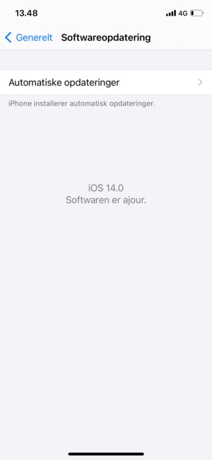 Hvis din iPhone er opdateret, vil du se følgende skærmbillede
