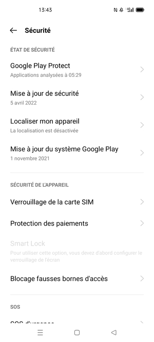 Sélectionnez Verrouillage de la carte SIM