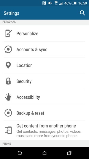 Scroll to and select Security
