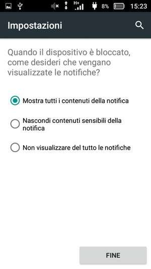 Seleziona FINE
