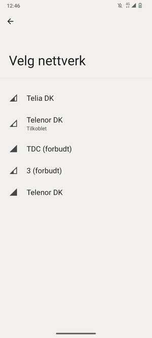 Velg en nettverksoperatør fra listen