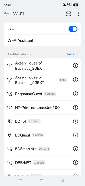 Select the wireless network you want to connect to