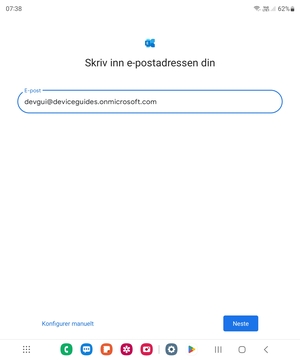 Skriv inn e-postadresse og velg Konfigurer manuelt