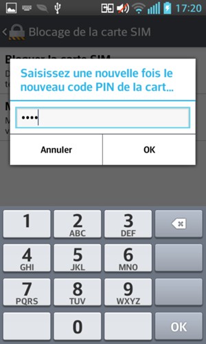 Veuillez confirmer le nouveau code PIN de votre carte SIM et sélectionner OK