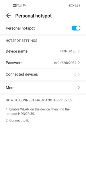 Your phone is now set up for use as a modem