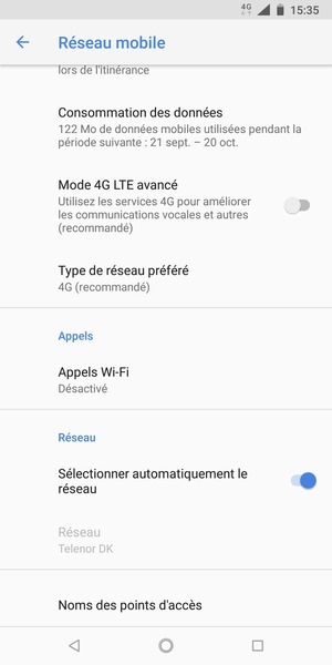Faites défiler et sélectionnez Noms des points d'accès