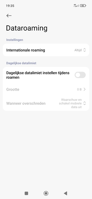 Selecteer Internationale roaming