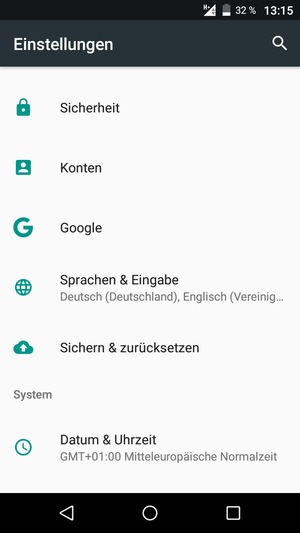 Scrollen Sie und wählen Sie Konten