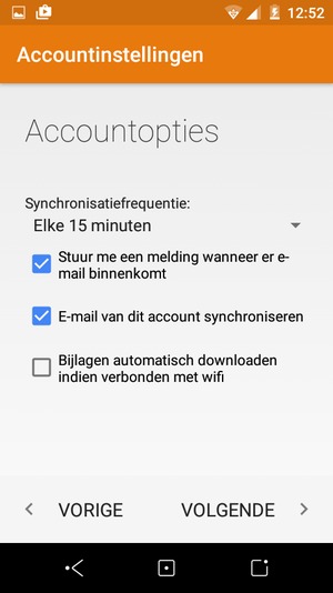 Selecteer VOLGENDE