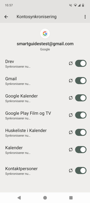 Dine oplysninger vil blive synkroniseret