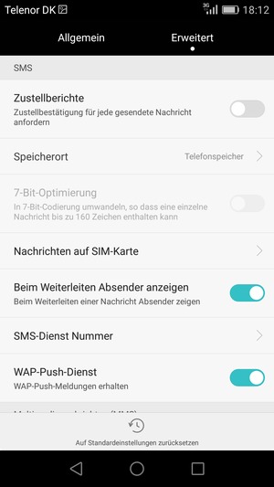 Scrollen Sie und wählen Sie SMS-Dienst Nummer