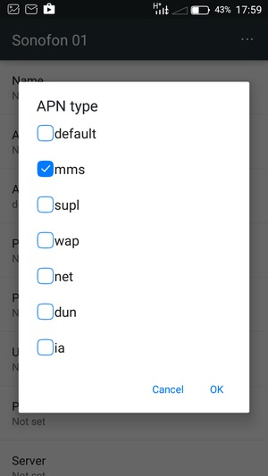Check the mms checkbox and select OK