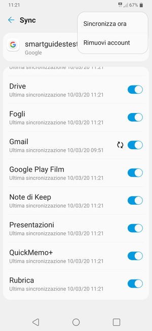 Seleziona Sincronizza ora