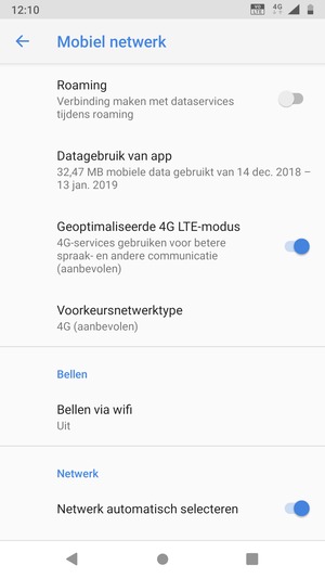 Selecteer Voorkeursnetwerktype
