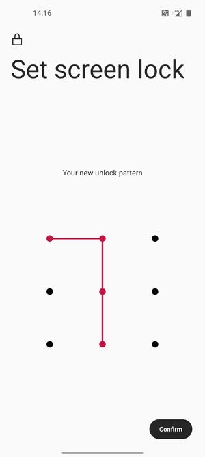 Draw the unlock pattern again and select Confirm