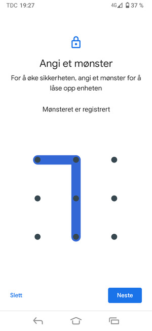 Tegn et opplåsingsmønster og velg Neste