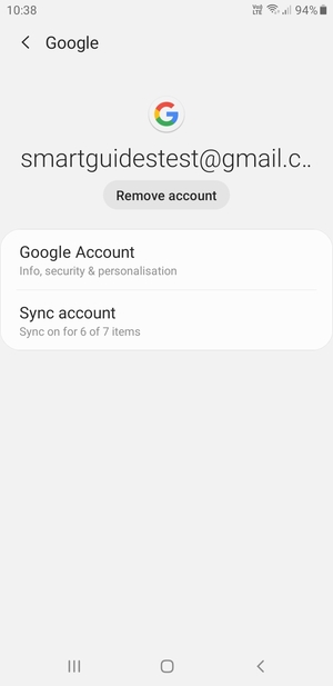 Wählen Sie Sync account