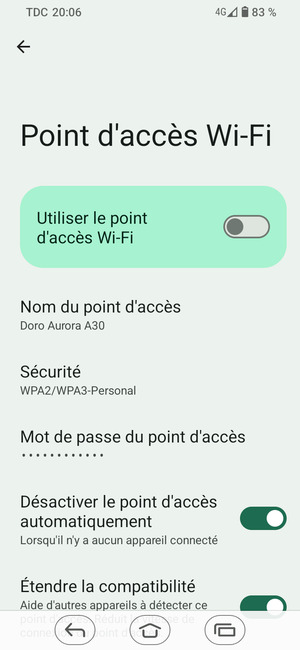 Sélectionnez Mot de passe du point d'accès