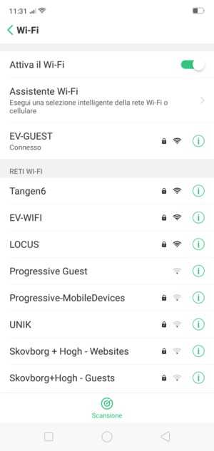 Ora sei connesso alla rete Wi-Fi