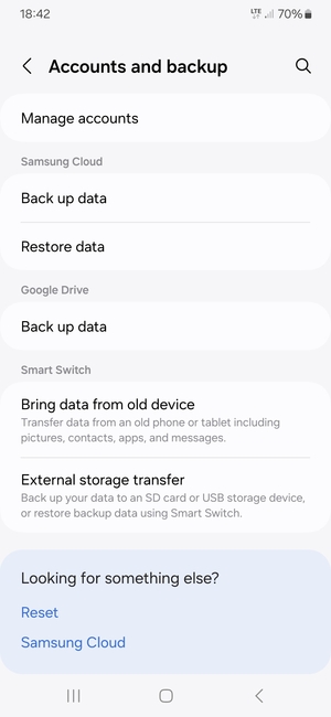 Select Manage accounts