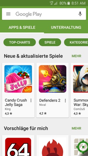 Wählen Sie die Suchleiste