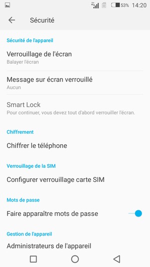 Sélectionnez Verrouillage de l'écran