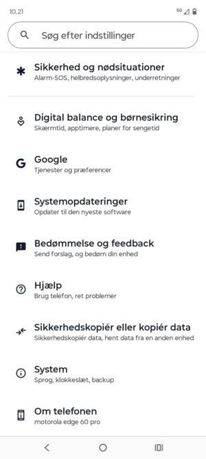 Scroll til og vælg Systemopdateringer