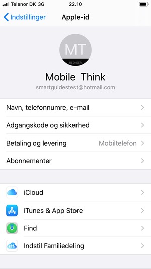 Vælg iCloud
