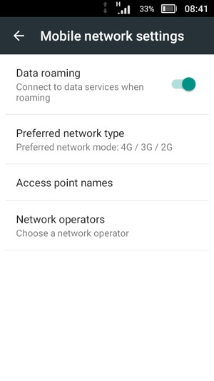 Turn Data roaming on or off