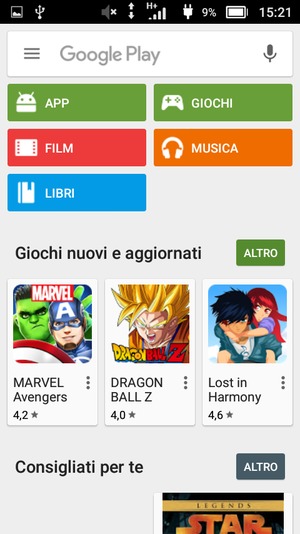 Seleziona la barra di ricerca
